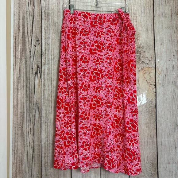 J.Crew Womens Floral Print Faux-wrap midi Skirt size Small - Picture 3 of 11